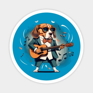 Beagle Playing Guitar Magnet